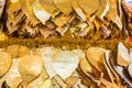 Golden metal sheet in bo leaf shape decorating