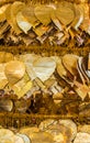 Golden metal sheet in bo leaf shape decorating