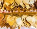 Golden metal sheet in bo leaf shape decorating