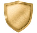 Golden metal shield or crest isolated