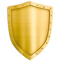 Golden metal shield isolated Royalty Free Stock Photo
