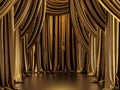 Golden metallic curtain background 3d render Royalty Free Stock Photo