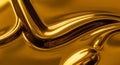 Golden metallic fluid with smooth reflective surface and flowing Royalty Free Stock Photo