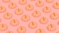 Golden metallic pumpkins low poly style pattern 3D illustration