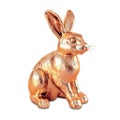 Golden Metallic Realistic Bunny Rabbit. 3d Rendering