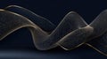 Golden Metallic Ribbon Wave Forms a Striking Design on a Dark Navy Backdrop Suitable for Various Creative Projects and Royalty Free Stock Photo