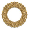 Golden metallic wreath adorned with intricate beadwork and decorative elements Royalty Free Stock Photo