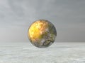 Golden metallic yellow sphere ball - 3d render