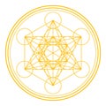 Golden Metatrons Cube, mystical symbol, derived from the Flower of Life