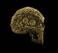 Golden mexican skull on black background Royalty Free Stock Photo