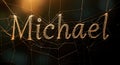 Golden Michael Name on a Spider Web â Enchanting Typography Digital Illustration Royalty Free Stock Photo