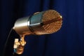 Golden microphone close up Royalty Free Stock Photo
