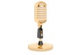 Golden Microphone, 3D rendering Royalty Free Stock Photo