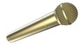 Golden microphone, isolated on white background. 3D illustration