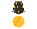 Golden military award commemorative medal or order for merit, victory or champions with black ribbon