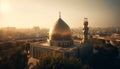 Golden minaret illuminates famous mosque at dusk generated by AI Royalty Free Stock Photo