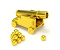 Golden miniature cannon cannonball