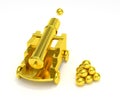 Golden miniature cannon cannonball