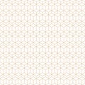 Golden minimal seamless pattern with hexagonal lattice, cubic linear grid. Trending gold and white geometric texture with thin Royalty Free Stock Photo