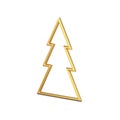 Golden minimalist Christmas tree shiny border shape luxury decorative design isometric vector Royalty Free Stock Photo