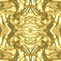 Golden mirror seamless texture of a swirling vortex. Gold background with a twisted pattern. Liquid gold