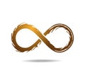 Golden mobius loop reminiscent of horror movies. Untidy infinity symbol