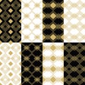 Golden modern art deco patterns on black and white backgrounds set