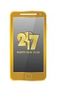 Golden modern mobile phone isolated. New Year 2017 concept Royalty Free Stock Photo