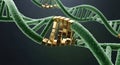 Golden modification in a textured green DNA helix Royalty Free Stock Photo