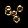 Golden molecular structure with reflective spheres Royalty Free Stock Photo