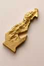 Golden Monaco Topographic Relief Map on Beige Background Royalty Free Stock Photo