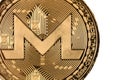 Golden monero isolated on white background