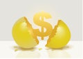 Golden Money Sign From Golden Egg Metaphor Vector Illustration