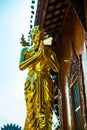 Golden monk statue in Wat Ban Den Royalty Free Stock Photo