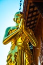 Golden monk statue in Wat Ban Den Royalty Free Stock Photo