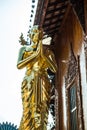 Golden monk statue in Wat Ban Den Royalty Free Stock Photo