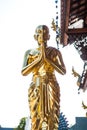 Golden monk statue in Wat Ban Den Royalty Free Stock Photo