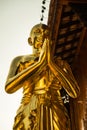 Golden monk statue in Wat Ban Den Royalty Free Stock Photo