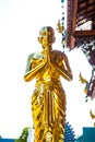 Golden monk statue in Wat Ban Den Royalty Free Stock Photo