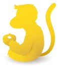 Golden monkey silhouette in meditating position, Vector Illustration