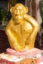 Golden monkey statue in thai temole Royalty Free Stock Photo