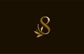 Golden Monogram Flourishes Number 8 Logo Manual Elegant