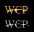 Golden Monogram Initial Logo Letter WCP Royalty Free Stock Photo