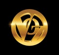 Golden Monogram Logo Initial Letters VOZ Royalty Free Stock Photo