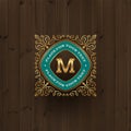 Golden monogram logo template