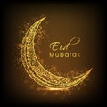 Golden moon for Eid Mubarak celebration. Royalty Free Stock Photo