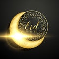 Golden moon with floral decoration for eid mubarak festival Royalty Free Stock Photo