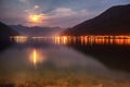 Golden Moonlight Reflection at a Bay