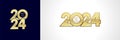 2024 golden mosaic - Happy New Year, numbers logo design Royalty Free Stock Photo