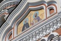 Golden mosaic icon on Cathedral in Tallinn, Estonia Royalty Free Stock Photo